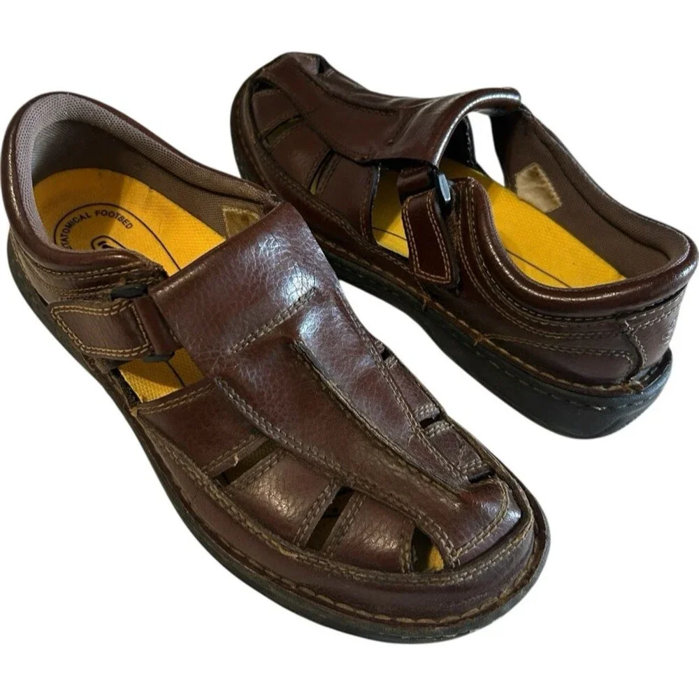 Keen Mens Metatomical Footbed Brown Leather Fisherman Stiches Shoes  9.5?